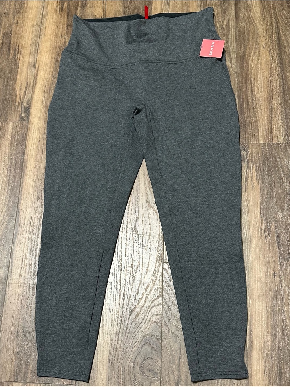 New Spanx Ponte Ankle Legging Hem Slit Contoured Waistband Charcoal Grey XL NWT